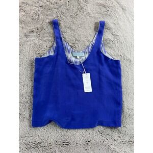 NWT AILA BLUE Reversible Ikat‎ Print Tank Top Blouse S Royal Blue Reversible